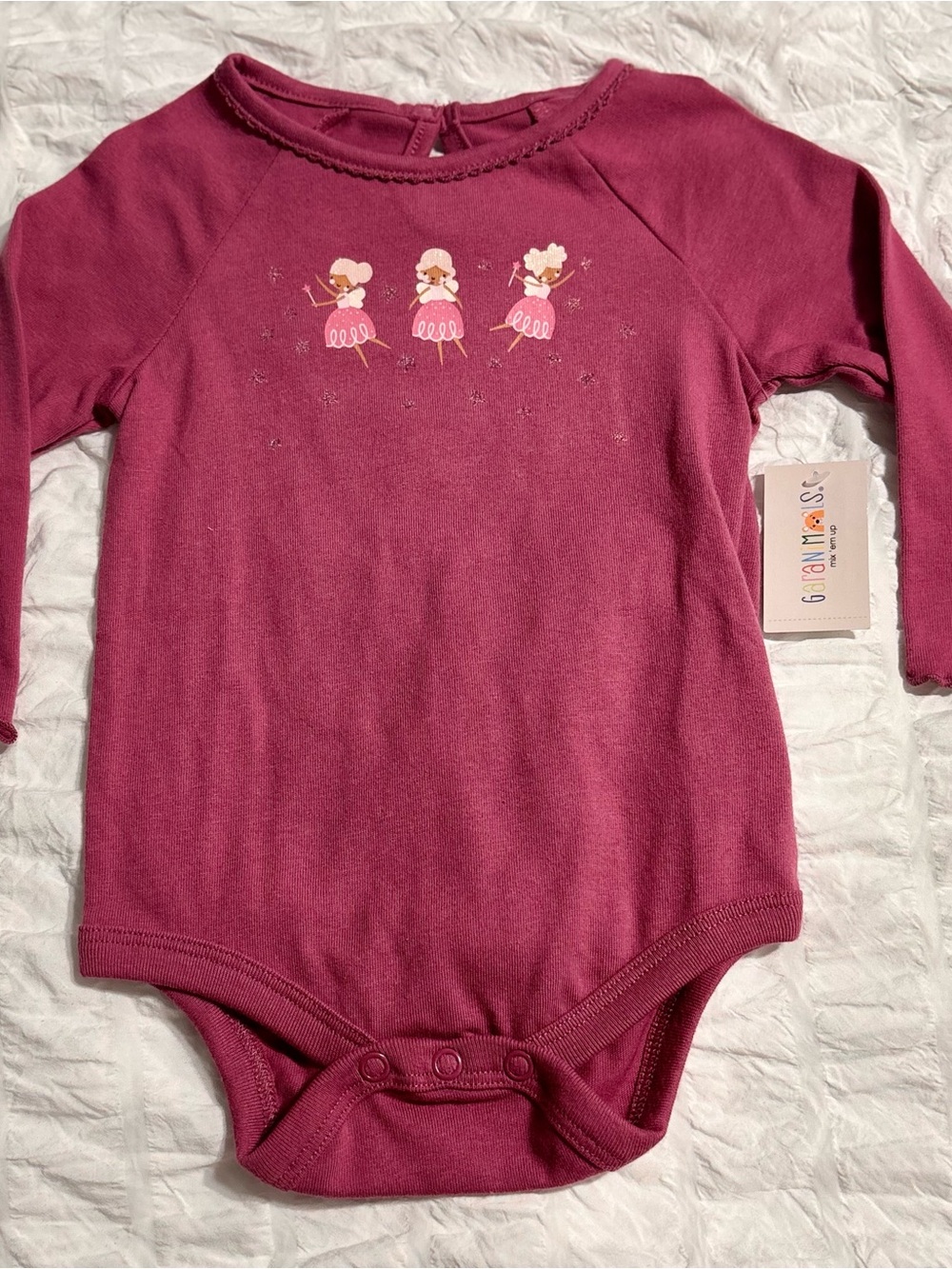 Garanimals Berry Pink Long-Sleeve Baby One-Piece Bodysuit